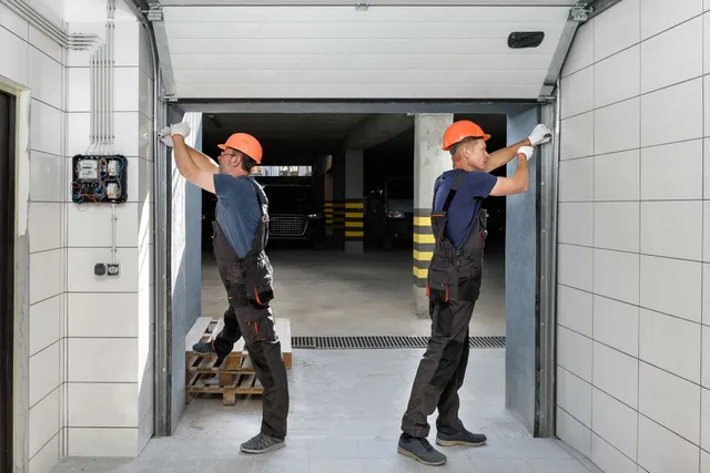 experts installing a garage door